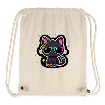 Black Cat Rainbow Glasses - Stanley/Stella Recycled Gym Bag - natural - Front