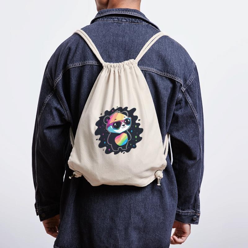 Panda arc-en-ciel galaxie lunettes cool Sac à cordon recyclé Stanley/Stella