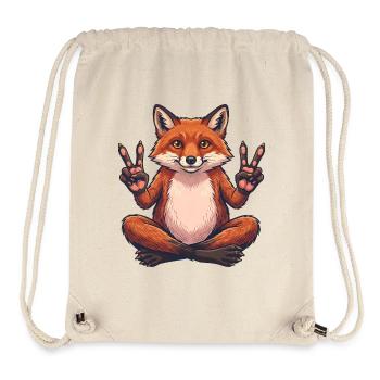 Fuchs Peace Yoga - Lustiges Tier Motiv - Stanley/Stella recycelter Gym Bag - Naturweiß - Vorne