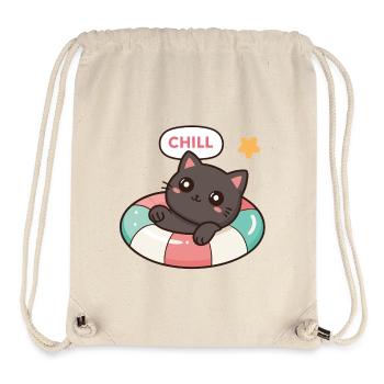 Chaton Chill sur Bouée Colorée - Sac à cordon recyclé Stanley/Stella - blanc naturel - Devant