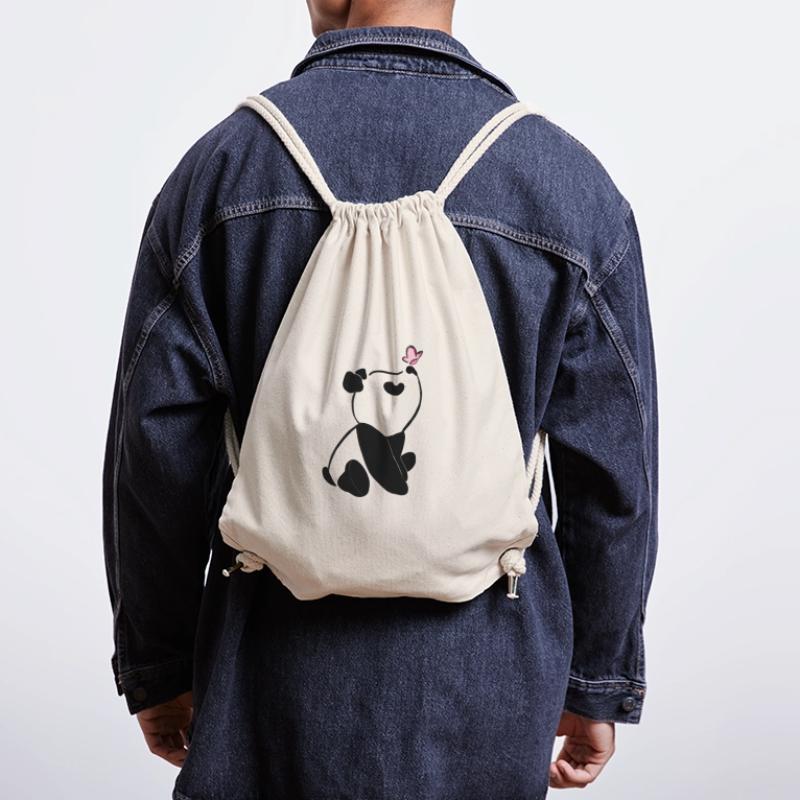 Panda avec papillon – Motif d’animal mignon Sac à cordon recyclé Stanley/Stella