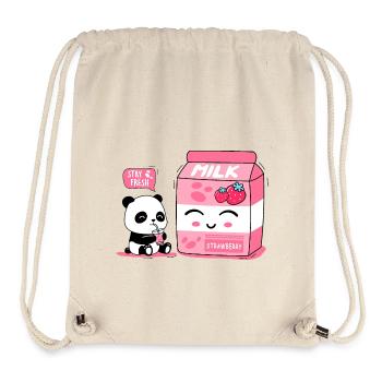 Panda et lait - Sac à cordon recyclé Stanley/Stella - blanc naturel - Devant