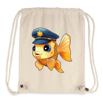 Police des poissons - Sac à cordon recyclé Stanley/Stella - blanc naturel - Devant