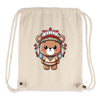 Mignon ours indien d’Amérique Kawaii - Sac à cordon recyclé Stanley/Stella - blanc naturel - Devant