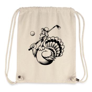 Turkey Playing Golf Thanksgiving - Stanley/Stella Recycled Gym Bag - natural - Front
