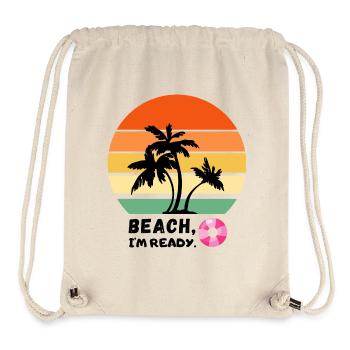 Palm trees over sunset on the beach - holidays - Stanley/Stella Recycled Gym Bag - natural - Front