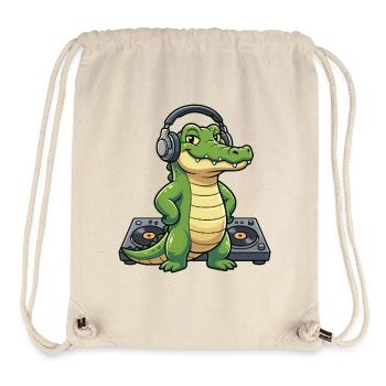 Kroko DJ mit Kopfhörern - Stanley/Stella recycelter Gym Bag - Naturweiß - Vorne