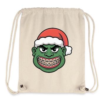 Sourire du Père Noël vert - Sac à cordon recyclé Stanley/Stella - blanc naturel - Devant