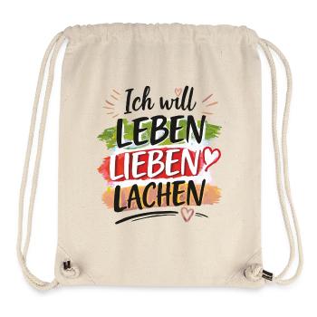 Leben Lieben Lachen - Stanley/Stella recycelter Gym Bag - Naturweiß - Vorne