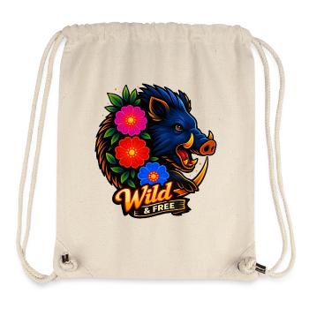 Wild Flower: Wild & Free - Stanley/Stella Recycled Gym Bag - natural - Front