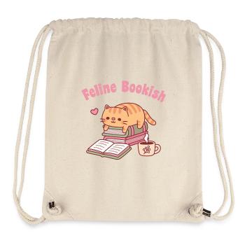 Niedliche getigerte Katze, die ein Buch liest katzenartiges Bücherwurm-Wortspiel - Stanley/Stella recycelter Gym Bag - Naturweiß - Vorne