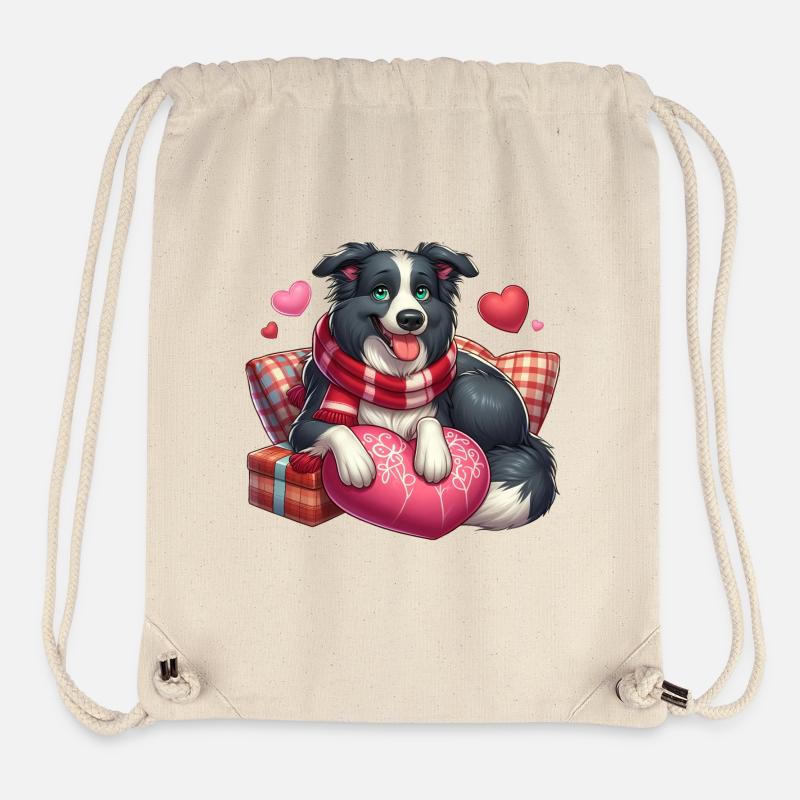 Amour Border Collie - Sac à cordon recyclé Stanley/Stella - blanc naturel