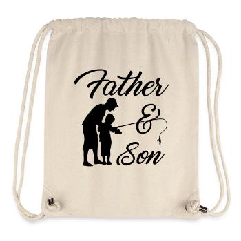 Le père et le fils pêcher pêche pêcher pêcher pêche cadeau pêche - Sac à cordon recyclé Stanley/Stella - blanc naturel - Devant