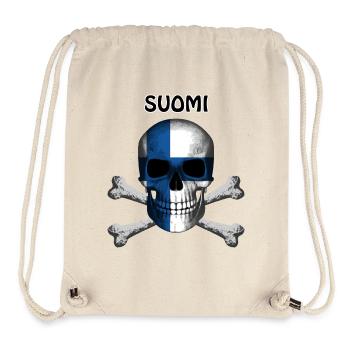 Skull Jolly Roger Pirate Flag Suomi R6Z - Stanley/Stella Recycled Gym Bag - natural - Front