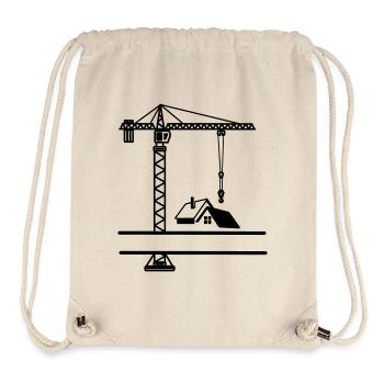 Grue de construction avec maison - Sac à cordon recyclé Stanley/Stella - blanc naturel - Devant