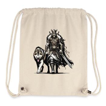 Un guerrier viking avec son loup sauvage. - Sac à cordon recyclé Stanley/Stella - blanc naturel - Devant