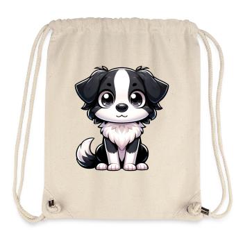 Digital illustration of cute Border Collie dog - Stanley/Stella Recycled Gym Bag - natural - Front