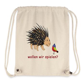 Do we want to play? Porcupine and bird - Stanley/Stella Recycled Gym Bag - natural - Front