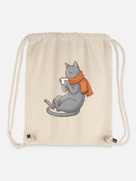 Chat de café - Sac à cordon recyclé Stanley/Stella - blanc naturel