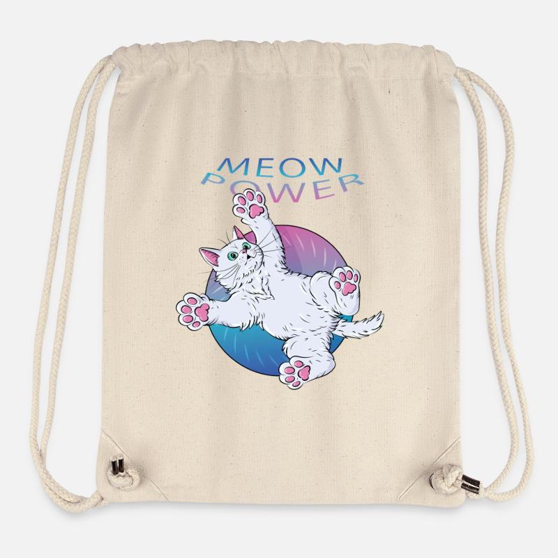 Miaou Power Chat Avec Texte Néon - Sac à cordon recyclé Stanley/Stella - blanc naturel
