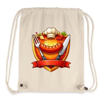 Gegrillte Wurst auf rotem Teller Schild - Stanley/Stella recycelter Gym Bag - Naturweiß - Vorne