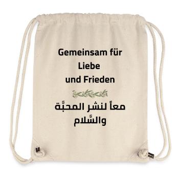Frieden & Liebe: Gemeinsam - Stanley/Stella recycelter Gym Bag - Naturweiß - Vorne