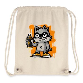 Cool Graffiti Raccoon with Spray Can Street Art - Stanley/Stella Recycled Gym Bag - natural - Front