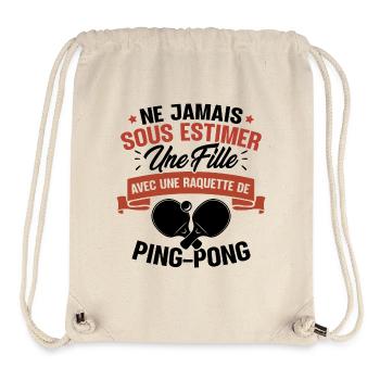 Une fille et joueur de ping-pong - Sac à cordon recyclé Stanley/Stella - blanc naturel - Devant