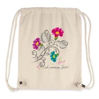 Tu me manques, mon amitié - Sac à cordon recyclé Stanley/Stella - blanc naturel - Devant
