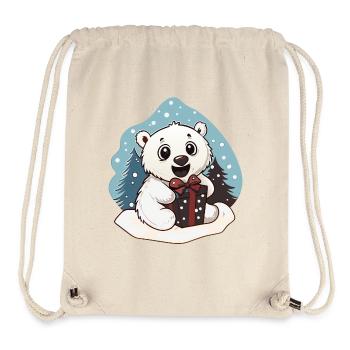 Niedlicher Eisbär mit Geschenk an Weihnachten - Stanley/Stella recycelter Gym Bag - Naturweiß - Vorne