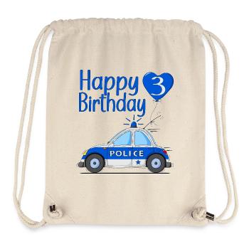 Joyeux anniversaire 3 Police - Sac à cordon recyclé Stanley/Stella - blanc naturel - Devant