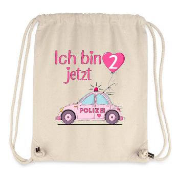 Voiture de police J’ai maintenant 2 ans Anniversaire Rose - Sac à cordon recyclé Stanley/Stella - blanc naturel - Devant