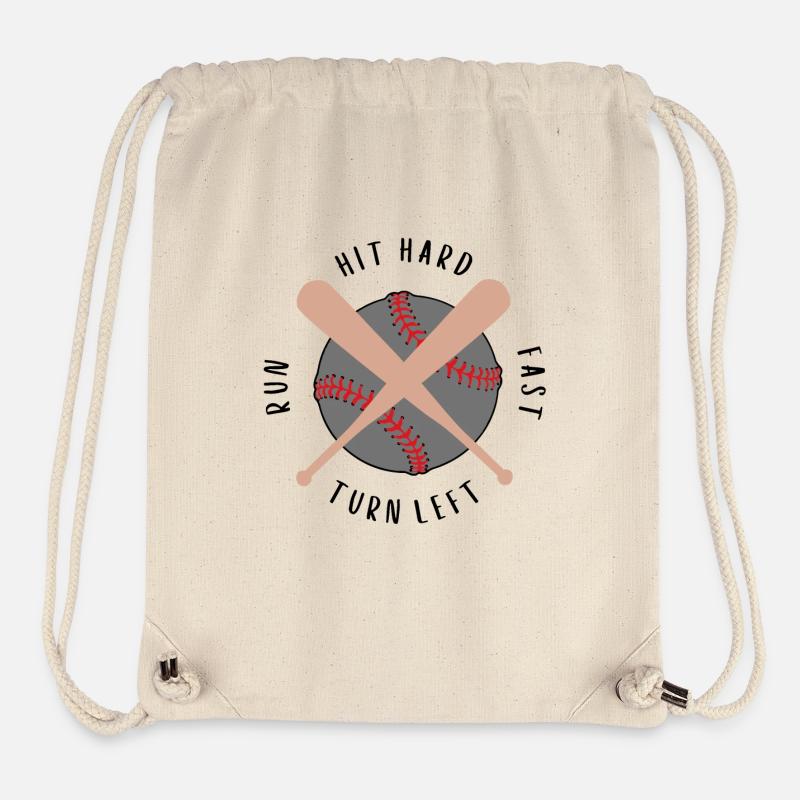 Hit Hard Run Fast Turn Left Baseball - Stanley/Stella Recycled Gym Bag - natural
