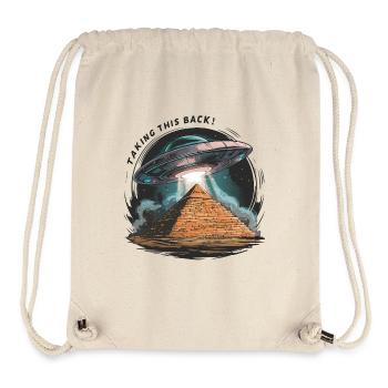 Vol extraterrestre : OVNI récupère sa pyramide - Sac à cordon recyclé Stanley/Stella - blanc naturel - Devant