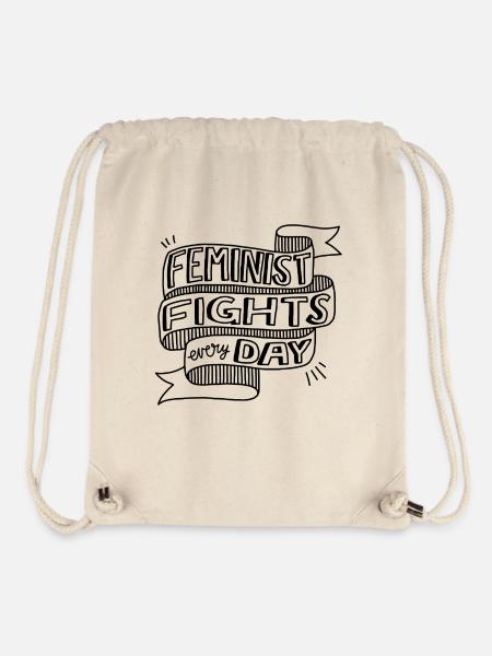 Luloveshandmade - Feminist Fights - Stanley/Stella recycelter Gym Bag - Naturweiß