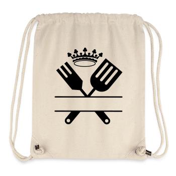 Grillbesteck Monogramm mit Krone - Stanley/Stella recycelter Gym Bag - Naturweiß - Vorne