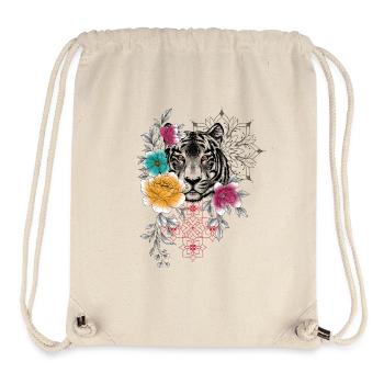 Florales und dekoratives Tigerkopf-Design in Coule - Stanley/Stella recycelter Gym Bag - Naturweiß - Vorne