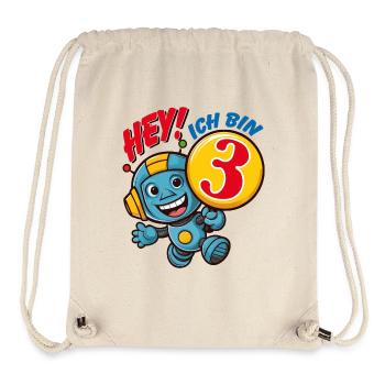 Kleiner lustiger Roboter dritter Geburtstag - Stanley/Stella recycelter Gym Bag - Naturweiß - Vorne