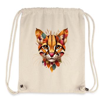 Wildkatze Ocelot,gestaltet aus bunten Blätter - Stanley/Stella recycelter Gym Bag - Naturweiß - Vorne