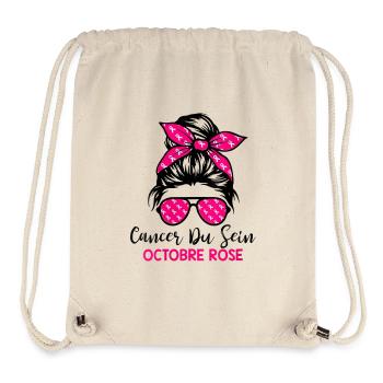 Cancer du Sein Octobre Rose Ruban Femme Sensibilis - Sac à cordon recyclé Stanley/Stella - blanc naturel - Devant