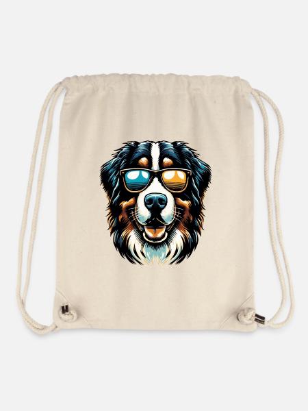 Berner Sennenhund mir Sonnenbrille - Stanley/Stella recycelter Gym Bag - Naturweiß