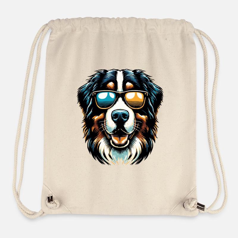 Bouvier bernois avec lunettes de soleil - Sac à cordon recyclé Stanley/Stella - blanc naturel