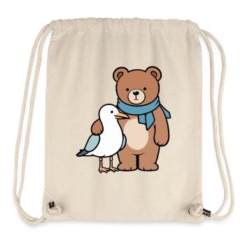 Niedlicher Bär und Vogel Design - Stanley/Stella recycelter Gym Bag - Naturweiß - Vorne