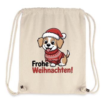Weihnachtshund – Frohe Weihnachten! - Stanley/Stella recycelter Gym Bag - Naturweiß - Vorne