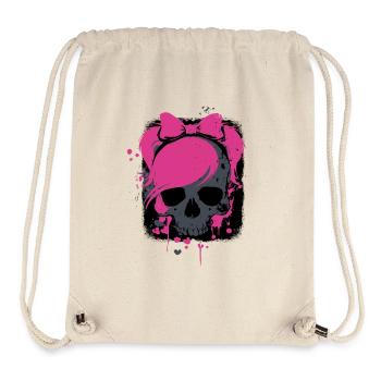 Pink Skull mit Zöpfen und Schleifen  - Stanley/Stella recycelter Gym Bag - Naturweiß - Vorne