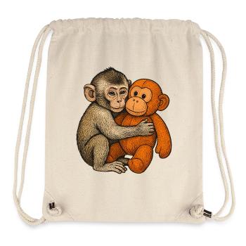 Câlin, mon copain singe et orang - Sac à cordon recyclé Stanley/Stella - blanc naturel - Devant