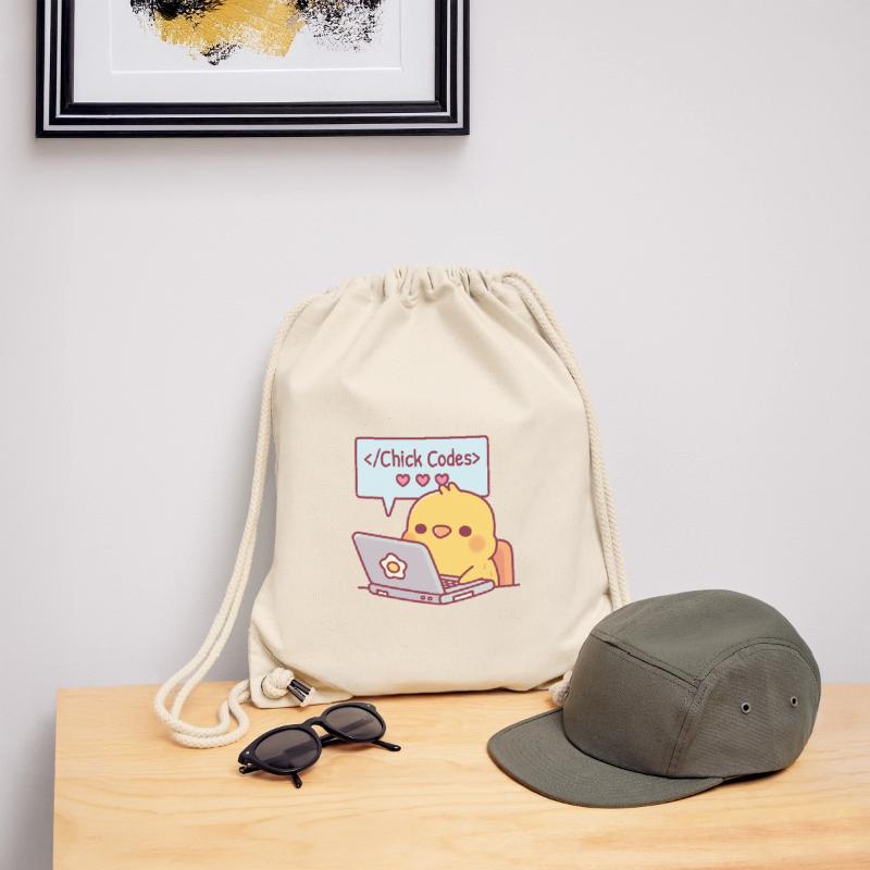 Mignon Chick Coding sur ordinateur portable Chick Codes Drôle Sac à cordon recyclé Stanley/Stella