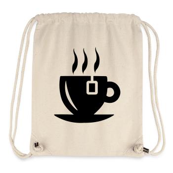 Tasse de thé avec sachet de thé - Sac à cordon recyclé Stanley/Stella - blanc naturel - Devant