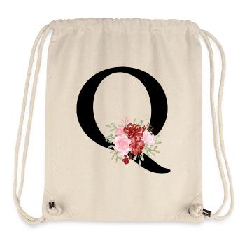 Lettre q floral rouge - Sac à cordon recyclé Stanley/Stella - blanc naturel - Devant