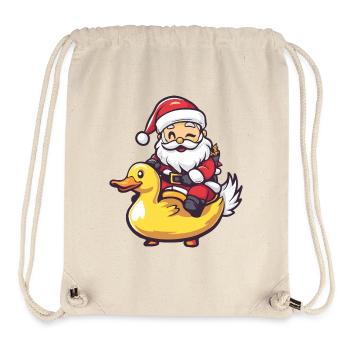 Canard Père Noël Dessin animé - Sac à cordon recyclé Stanley/Stella - blanc naturel - Devant